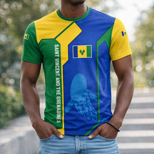 เสื้อยืดลายธงชาติเซนต์วินเซนต์แอนด์เดอะเกรนาดีนส์ แผนที่<span class=keywords><strong>ประเทศ</strong></span>เกาะแคริบเบียน เสื้อพิมพ์ลายตามสั่ง เสื้อยืด<span class=keywords><strong>ประเทศ</strong></span>แคริบเบียน - Product Image 1