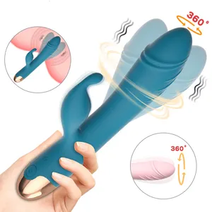 Consolador vibrador de rotación de 360 grados para mujer, masajeador Vaginal, punto G, estimulación del clítoris, masturbador, vibrador de conejo, Juguetes sexuales
