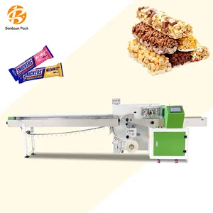 Confezionatrice per barrette di cioccolato con barrette energetiche di proteine di cereali per avena con imballaggio a flusso di cuscino orizzontale multifunzione