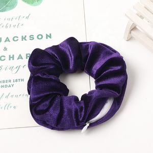 Nuevas Scrunchies Multifuncionales Creativas <span class=keywords><strong>con</strong></span> Cierre, Scrunchies de Terciopelo Suave de Color Sólido <span class=keywords><strong>con</strong></span> <span class=keywords><strong>Bolsillo</strong></span>, Venta al por Mayor - Product Image 4