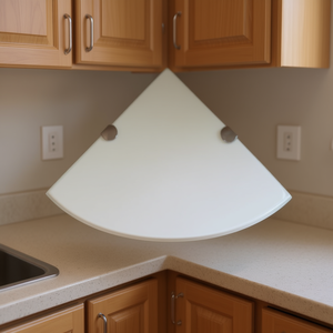 Étagère d'angle en verre blanc 9,8 x 9,8 po avec supports chromés pour rangement de cuisine - Product Image 2