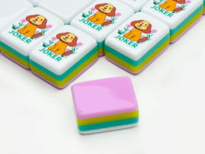 Jeu de Mahjong américain écologique en acrylique rose arc-en-ciel à quatre couches avec pieds pliants en métal, 160 tuiles de 24x32mm pour 4 joueurs - Product Image 3