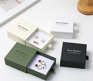 Slide out jewelry box made of high quality cardboard with die cutting and lamination process multiple color options - Product Image 2