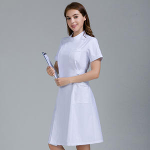 Uniforme médico blanco con cuello en V para mujer, Túnica con 2 bolsillos CVC, uniforme de enfermera de Hospital, Tops y pantalones de diseño - Product Image 6