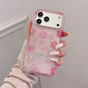 Gilded Glitter Butterfly Ombre Mobile Phone case for iPhone 17 16 15 <b>Pro</b> Max Flower IMD Gradient Rainbow PC Crystal back Cover - Product Image 4