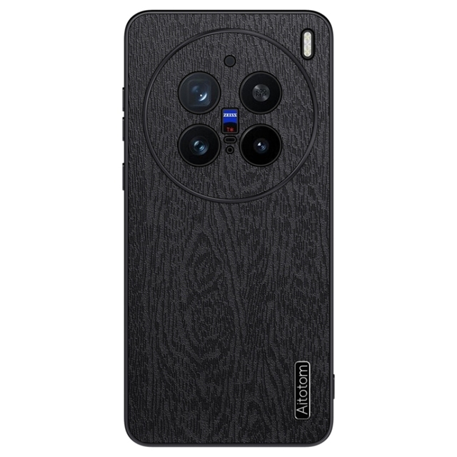 For vivo X200 Pro Tree Bark Leather Shockproof Phone Case(Black)