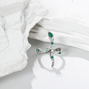 WuQie 2022 nouvelle mode argent 925 vert Slytherin serpent pierres précieuses Zircon anneaux - Product Image 3