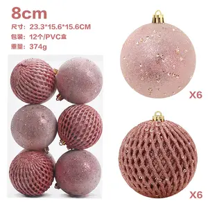 12 Stuks Kerstbal Decoraties Glitter Shatterproof Ornamenten 8Cm Kerstboom Hangende Ballen