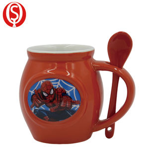 Tazas innovadoras <span class=keywords><strong>de</strong></span> alta calidad <span class=keywords><strong>de</strong></span> Spider-Man, apariencia bonita, forma gordita, <span class=keywords><strong>taza</strong></span> <span class=keywords><strong>de</strong></span> café <span class=keywords><strong>de</strong></span> cerámica con palo agitador - Product Image 3