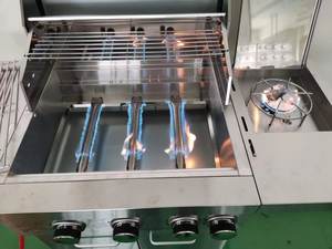 Parrilla de <span class=keywords><strong>barbacoa</strong></span> de Gas de cocina exterior de acero inoxidable con quemador lateral, quemadores de cerámica de <span class=keywords><strong>barbacoa</strong></span> de jardín de butano portátiles con ruedas - Product Image 5