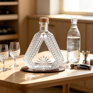 Botella <span class=keywords><strong>de</strong></span> Licor Premium <span class=keywords><strong>de</strong></span> 1 Litro, Forma Triangular, <span class=keywords><strong>de</strong></span> Cristal, para <span class=keywords><strong>Vodka</strong></span>, Whisky, Brandy, Ginebra, Ron, Tequila, con Tapa <span class=keywords><strong>de</strong></span> Rosca - Product Image 5