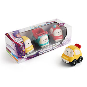 Lot de 3 véhicules à friction sans batterie : Voiture de police, Camion benne et Taxi. Jouets de voiture à inertie de dessin animé pour enfants, idéal pour cadeau, vente en gros. - Product Image 3