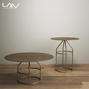 أنيق الحد الأدنى مجموعة من 2 الحديثة جولة الذهب معدن طاولة القهوة لغرفة المعيشة طاولة جانبية - Product Image 1