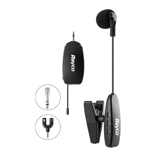 UHF Wireless Dynamic Lavalier Gooseneck Microphone for Horns Trumpets Clarinets Drums-120-150ft Range Durable Plastic