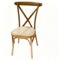 Chaise à dossier croisé en métal imitation bois avec coussin pour mariage, événement, hôtel, restaurant, banquet, salle à manger