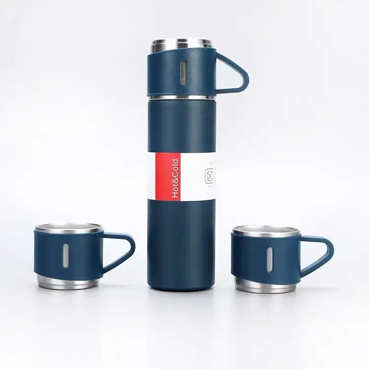 Bottiglia d'acqua isolata in acciaio inossidabile a doppia parete da 500ml dal Design unico bottiglia per bevande sottovuoto con coperchio Set regalo