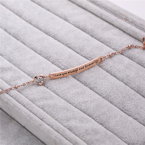 Bracciale in acciaio inox personalizzato inciso con catena regolabile oro rosa zircone pietra argento placcato gioielli per <span class=keywords><strong>coppia</strong></span> - Product Image 6