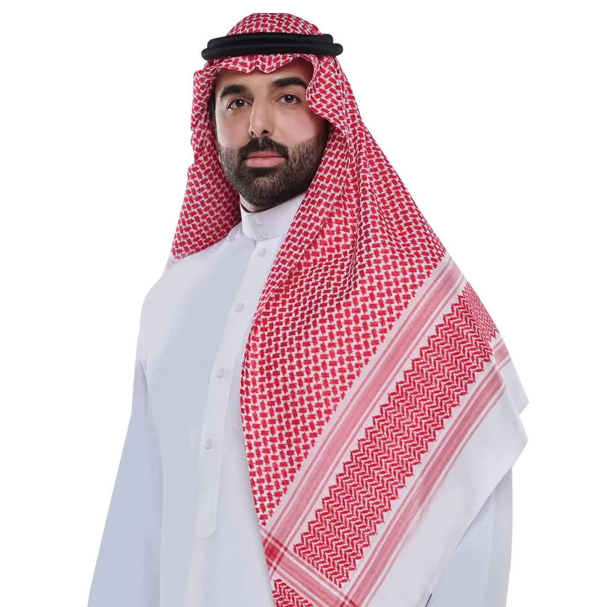 100% Baumwolle Arab Shemagh Schal für Männer Großhandel Größe 60 Zoll Weiß Rot Jacquard Quadrat Schal 100 Baumwolle zählt Keffiyeh