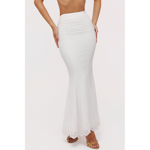 Jupe longue sans manches pour femme, style élégant français, à découpes ajourées, idéale pour les soirées cocktail en villégiature - Product Image 1