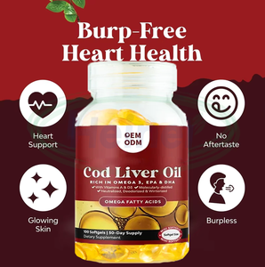 Ausreson OEM Marque Privée <span class=keywords><strong>Huile</strong></span> <span class=keywords><strong>de</strong></span> <span class=keywords><strong>Poisson</strong></span> Oméga 3 1000mg <span class=keywords><strong>Huile</strong></span> <span class=keywords><strong>de</strong></span> <span class=keywords><strong>Foie</strong></span> <span class=keywords><strong>de</strong></span> <span class=keywords><strong>Morue</strong></span> en Capsules Molles Supplément Halal Chine Gélules Molles d'<span class=keywords><strong>Huile</strong></span> <span class=keywords><strong>de</strong></span> <span class=keywords><strong>Foie</strong></span> <span class=keywords><strong>de</strong></span> <span class=keywords><strong>Morue</strong></span> - Product Image 3