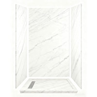 Oushe Modern 3D PVC Kit de pared de baño Juego completo incluye clavos/pegamento impermeable y panel de pared SPC a prueba de moho