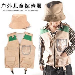 Kids Pretend Play <b>Costumes</b> Explorer Vest and Hat <b>Costume</b> Safari Cargo Vest Boys Outdoor Adventure Kit for Children Dress up - Product Image 3