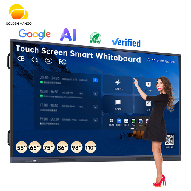 Manufacturer 55 65 75 86 98 110 Inch 4K Touch Monitor AI Google Smart Meeting Display Interactive Boards