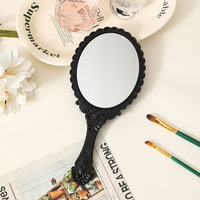 Poignée Miroir De Maquillage Rétro Motif Européen Grand Miroir De Poche Portable Paille De Blé Usine En Gros Miroir