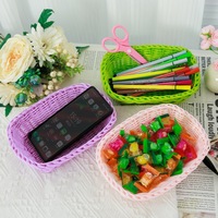 Panier rectangulaire en rotin PP tressé, fait main, écologique, de qualité alimentaire, pour fruits, collations, pain, facile à nettoyer, pour la maison, la cuisine, la salle à manger