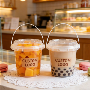 Gobelets en plastique à paroi simple pour thé au lait, 90 mm, 1000 ml (32 oz), avec couvercles, pour fêtes et Boba - Product Image 5