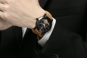 Reloj <span class=keywords><strong>de</strong></span> Hombre Automático <span class=keywords><strong>de</strong></span> Alta Calidad <span class=keywords><strong>con</strong></span> Fase Lunar y <span class=keywords><strong>Calendario</strong></span>, Correa <span class=keywords><strong>de</strong></span> Cuero <span class=keywords><strong>de</strong></span> 20 mm, Reserva <span class=keywords><strong>de</strong></span> Energía, en Acero Inoxidable - Product Image 5