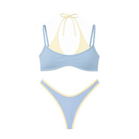 Trajes de Baño Bikini de Dos Piezas con Diseño Personalizado en Tejidos Reciclados, Doble Forro, Ribete en Color de Contraste y Corte Alto