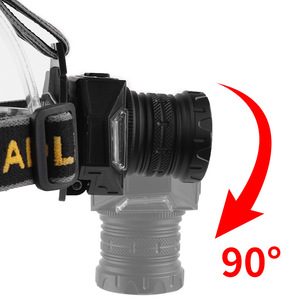 Lampe frontale LED réglable, rotative à 90 degrés, batterie rechargeable, lumière blanche pour utilisation en extérieur - Product Image 1