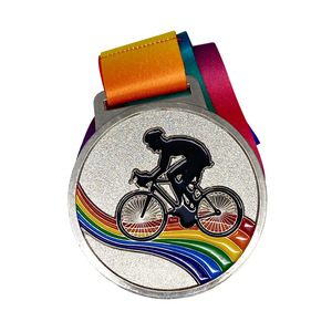 Médailles de course cycliste en alliage de zinc gravées avec un design de vélo, plaque commémorative d'honneur pour compétition sportive - Product Image 3