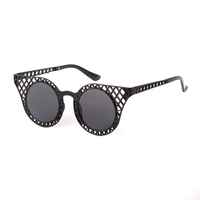 Lunettes de soleil œil de chat pour femmes, monture complète, protection UV400, monture noire en treillis