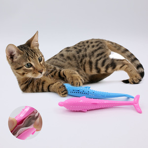 Giocattolo per Gatti a Forma di Delfino in Silicone Durevole con Erba Gatta per la Pulizia dei Denti, Gioco Interattivo alla Menta per Gatti - Product Image 1
