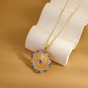 Compass Eyes Contrasting Zircon <strong>Coins</strong> Baroque Fashion Classic Trendy Jewelry <strong>Necklace</strong> - Product Image 3