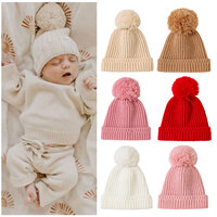 Gorros de Punto para Bebés de 0 a 1 Año, Otoño e Invierno, Modernos, Unisex, con Borla, Estilo Personaje, Poliéster/Algodón