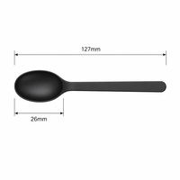 Cuillère à café en plastique jetable noire 127 mm, agitateur ovale en vrac pour café, pudding, dessert, thé de l'après-midi