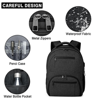 Sac à dos pour ordinateur portable de 15 pouces à grande capacité pour homme avec logo personnalisé, adapté aux déplacements professionnels, résistant à l'eau, pour les voyages de loisirs