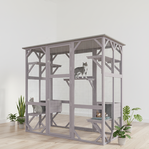 SDCH011-B Enclosure Hot Sale Large Wooden House for Multiple <b>Cats</b> Small Animals Pet Indoor Outdoor Use - Product Image 1