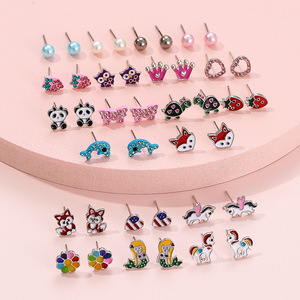 <b>Blue</b> Animal <b>Stud</b> <b>Earrings</b> 20 Pairs Butterfly Design Alloy Plated Fashion Jewelry Set For Women Girls Summer 2022 - Product Image 4
