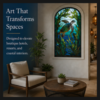 Impression sur toile encadrée style vitrail baleine bleue pour décoration murale océanique, idéale pour maison de plage, salon, hôtel, intérieur côtier