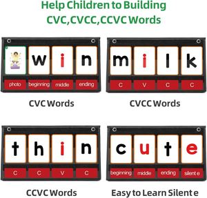 Tableau de poche pour l'apprentissage des mots CVC en éducation préscolaire pour enfants, en polyester 420D, outil d'apprentissage et de jeu de phonétique - Product Image 4