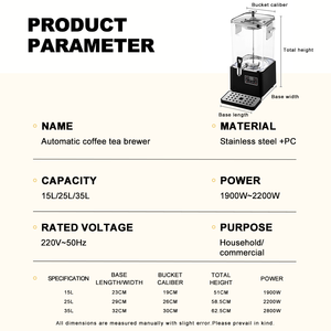 WINNERS Hotel Cafe 15L 25L Desktop Square Réservoir automatique de brassage de thé Chaudière à eau électrique Infuseur de thé <span class=keywords><strong>Percolateur</strong></span> à café Urne - Product Image 2