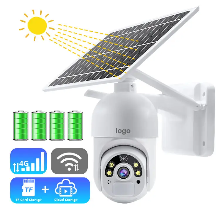 LCLCTEK 24 Hours continuous Recording 4G Solar Camera 1080P Battery Solar Powered Full Color Outdoor wireless CCTV Camera