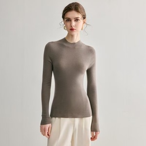 <span class=keywords><strong>Pull</strong></span> col rond gris en maille fine, coupe classique, épaisseur standard, décontracté, sexy, pour <span class=keywords><strong>femme</strong></span>, avec logo personnalisé, vente en gros - Product Image 3