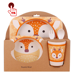 TRESUN 5 pièces Standard de <span class=keywords><strong>Nourriture</strong></span> pour Enfants En Fiber De Bambou À Manger Assiette Bol Ensemble - Product Image 1