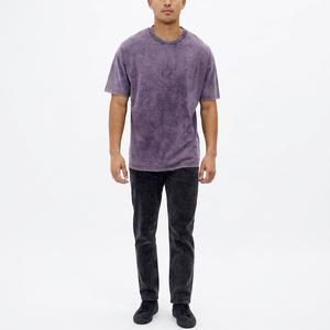 เสื้อยืดคอกลมแขนสั้นทรงโอเวอร์ไซส์ สีพื้น ผ้าเจอร์ซีย์ถัก สวมใส่สบาย ไม่ยับ ระบายอากาศ แห้งเร็ว ผ้า 220 กรัม สำหรับผู้ชาย - Product Image 1