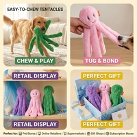 Jouet en peluche poulpe sans rembourrage pour chien, couineur, froissable, durable, jouets à mâcher en forme de tentacules, jouets interactifs pour chiots